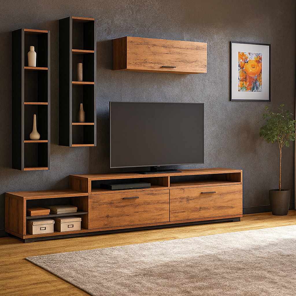 Epiplo Tv 45 Karydi ΣΥΝΘΕΤΟ ΣΑΛΟΝΙΟΥ MARTIN ΣΕ ΑΠΟΧΡΩΣΗ ΚΑΡΥΔΙ ΜΕ ΑΝΘΡΑΚΙ ΛΕΠΤΟΜΕΡΕΙΕΣ - Image 1