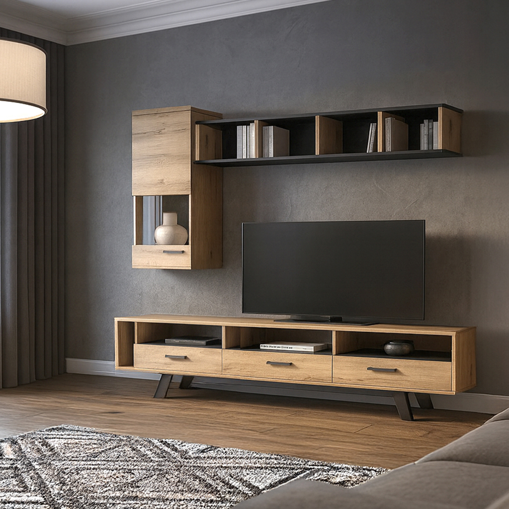 Epiplo Tv 56 Meli ΣΥΝΘΕΤΟ ΣΑΛΟΝΙΟΥ HENRY ΣΕ ΑΠΟΧΡΩΣΗ ΜΕΛΙ ΜΕ ΑΝΘΡΑΚΙ ΛΕΠΤΟΜΕΡΕΙΕΣ - Image 1