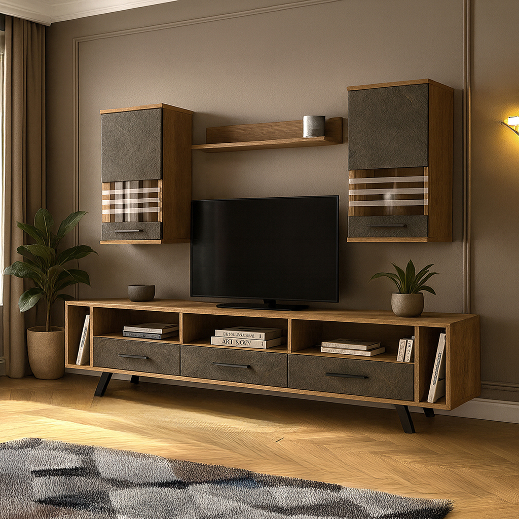 Epiplo Tv 60 Marble Gray Meli ΣΥΝΘΕΤΟ ΣΑΛΟΝΙΟΥ GLAM ΣΕ ΑΠΟΧΡΩΣΗ ΜΑΡΜΑΡΟ ΓΚΡΙ ΜΕ ΜΕΛΙ - Image 1