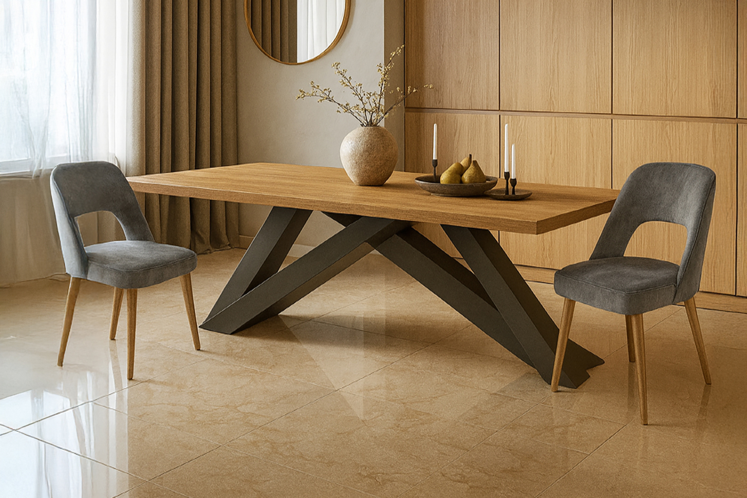 K529 Uma Gray Σέτ Τραπεζαρίας Tomer Spitimade® Με 6τμχ Καρέκλες Uma - Image 1