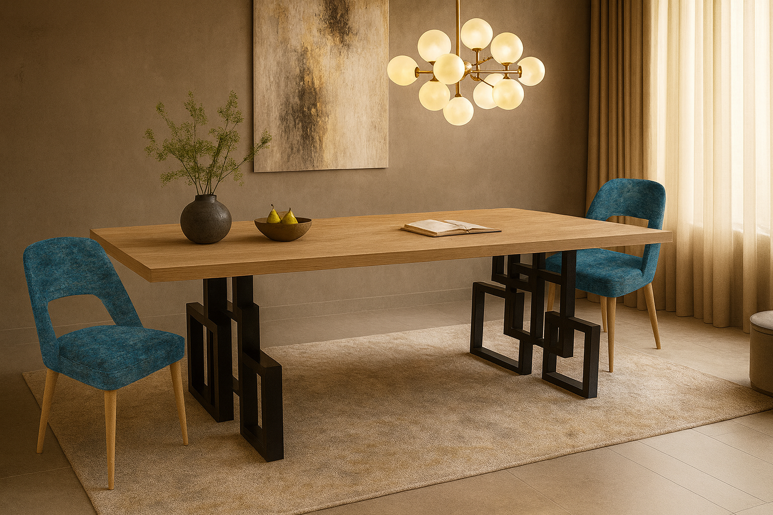 K529 Uma Milano Σέτ Τραπεζαρίας Square Spitimade® Με 6τμχ Καρέκλες Uma - Image 1