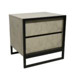 Κομοδίνο Komo-Frame Με Επιφάνεια Σε Όψη Τσιμέντου Ανοιχτό Και Μαύρη Μεταλλική Βάση