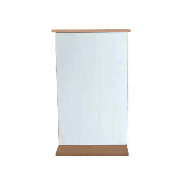 Ορθογώνιος Καθρέφτης Μπάνιου Με Ξύλινη Κορνίζα Σε Ρόζ Απόχρωση