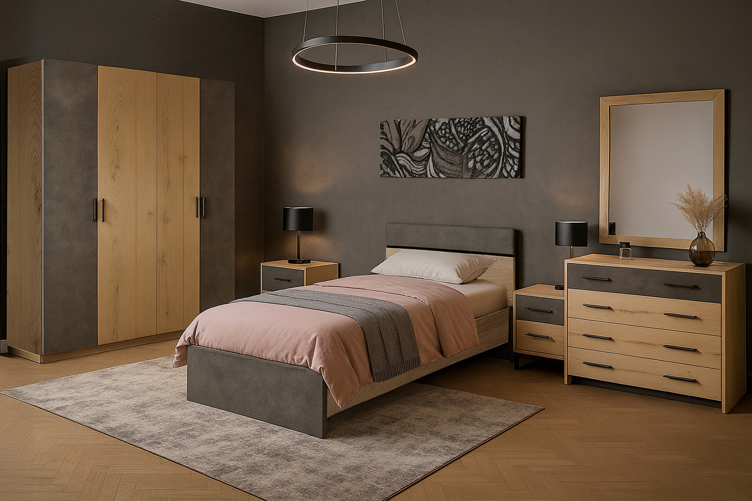 Krevati 103 Marble Gray Meli MONO ΚΡΕΒΑΤΙ ΑΜΕΛΕΙΑ ΣΕ ΑΠΟΧΡΩΣΗ ΓΚΡΙ-ΜΕΛΙ 90Χ190 - Image 1