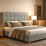 ΚΡΕΒΑΤΙ ΑΦΡΟΔΙΤΗ ΜΕ ΥΦΑΣΜΑ ΣΕ ΓΚΡΙ ΑΠΟΧΡΩΣΗ 160Χ200