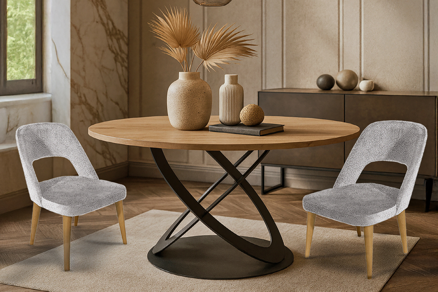 Kykloi K529 Uma Bristol Σέτ Τραπεζαρίας Found Spitimade® Με 6τμχ Καρέκλες Uma - Image 1