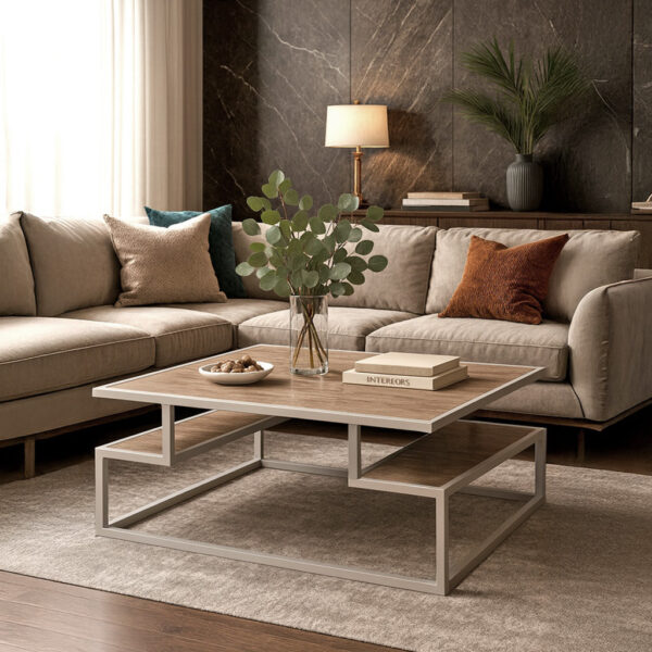 ΤΡΑΠΕΖΙ ΣΑΛΟΝΙΟΥ MAIA ΜΕ ΞΥΛΙΝΗ ΕΠΙΦΑΝΕΙΑ ΚΑΙ ΛΕΥΚΟ ΜΕΤΑΛΛΙΚΟ ΣΚΕΛΕΤΟ