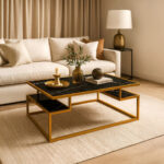 ΤΡΑΠΕΖΙ ΣΑΛΟΝΙΟΥ MAIA ΜΕ ΕΠΙΦΑΝΕΙΑ ΣΕ ΟΨΗ ΜΑΥΡΟΥ ΜΑΡΜΑΡΟΥ ΚΑΙ ΧΡΥΣΟ ΣΚΕΛΕΤΟ