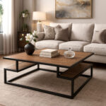 ΤΡΑΠΕΖΙ ΣΑΛΟΝΙΟΥ MAIA ΜΕ ΞΥΛΙΝΗ ΕΠΙΦΑΝΕΙΑ ΚΑΙ ΜΕΤΑΛΛΙΚΟ ΣΚΕΛΕΤΟ