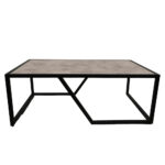 ΤΡΑΠΕΖΙ ΣΑΛΟΝΙΟΥ MULTI ΜΕ ΕΠΙΦΑΝΕΙΑ ΑΠΟ ΜΕΛΑΜΙΝΗ ΜΕ ΟΨΗ ΤΣΙΜΕΝΤΟΥ ΣΕ ΑΝΟΙΧΤΟ ΧΡΩΜΑ ΚΑΙ ΜΑΥΡΟ ΜΕΤΑΛΛΙΚΟ ΣΚΕΛΕΤΟ - Image 3