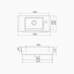 Νιπτήρας Επίπλου Πορσελάνης Cerastyle Mini 50x25cm Αριστερό Λευκό - Image 3