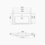 Νιπτήρας Επίπλου Πορσελάνης Cerastyle Porto 65x38cm Λευκό - Image 4