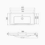 Νιπτήρας Επίπλου Πορσελάνης Cerastyle Porto 85x38cm Λευκό - Image 4