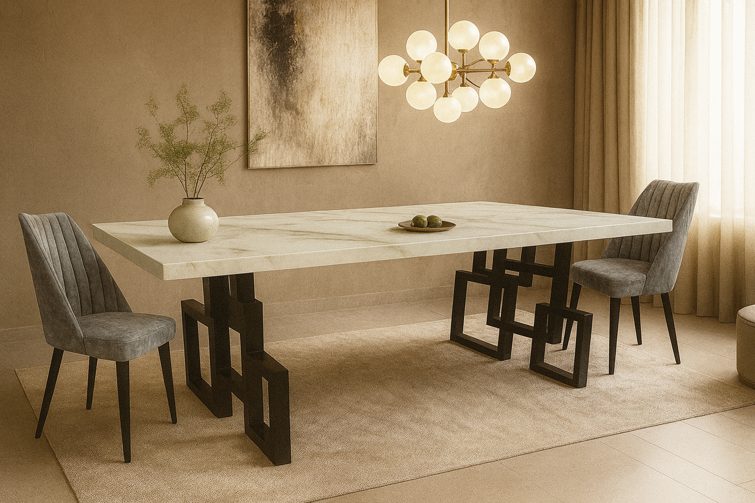 Progetto Argo Beige Σέτ Τραπεζαρίας Square Spitimade® Με 6τμχ Καρέκλες Argo - Image 1