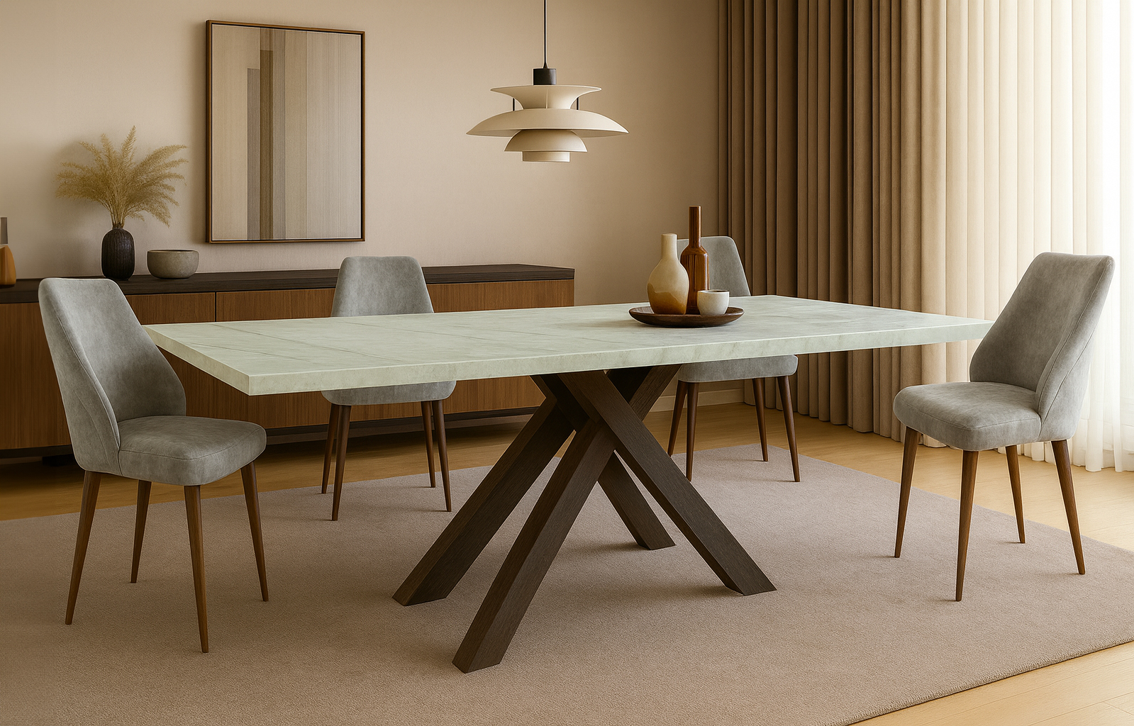 Progetto Ava beige Σέτ Τραπεζαρίας Cobweb Spitimade® Με 6τμχ Καρέκλες Argo - Image 1