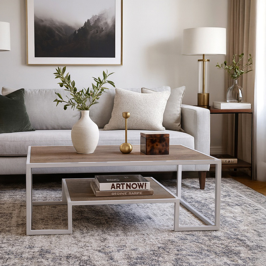 ROMEO 5194 ΤΡΑΠΕΖΙ ΣΑΛΟΝΙΟΥ ROMEO ΜΕ ΕΠΙΦΑΝΕΙΑ ΣΕ ΑΝΟΙΧΤΟ ΞΥΛΟ ΚΑΙ ΜΕΤΑΛΛΙΚΟ ΣΚΕΛΕΤΟ - Image 1