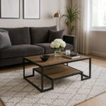 ΤΡΑΠΕΖΙ ΣΑΛΟΝΙΟΥ ROMEO ΜΕ ΣΚΟΥΡΗ ΚΑΦΕ ΕΠΙΦΑΝΕΙΑ ΚΑΙ ΜΕΤΑΛΛΙΚΟ ΣΚΕΛΕΤΟ