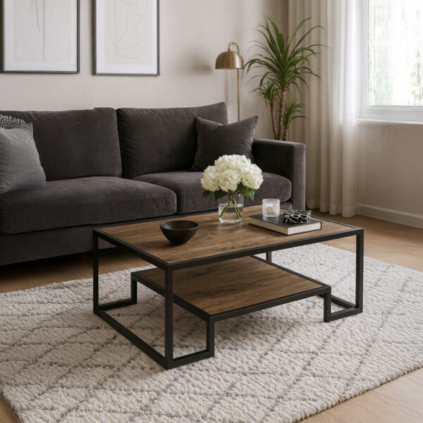 ΤΡΑΠΕΖΙ ΣΑΛΟΝΙΟΥ ROMEO ΜΕ ΣΚΟΥΡΗ ΚΑΦΕ ΕΠΙΦΑΝΕΙΑ ΚΑΙ ΜΕΤΑΛΛΙΚΟ ΣΚΕΛΕΤΟ