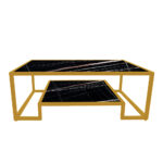 ΤΡΑΠΕΖΙ ΣΑΛΟΝΙΟΥ ROMEO ΜΕ ΕΠΙΦΑΝΕΙΑ ΜΑΥΡΟ ΜΑΡΜΑΡΟ ΚΑΙ ΜΕΤΑΛΛΙΚΟ ΣΚΕΛΕΤΟ - Image 2