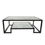 ΤΡΑΠΕΖΙ ΣΑΛΟΝΙΟΥ ROMEO ΣΕ ΑΠΟΧΡΩΣΗ ΛΕΥΚΟ ΜΑΡΜΑΡΟ ΚΑΙ ΜΕΤΑΛΛΙΚΟ ΣΚΕΛΕΤΟ - Image 2