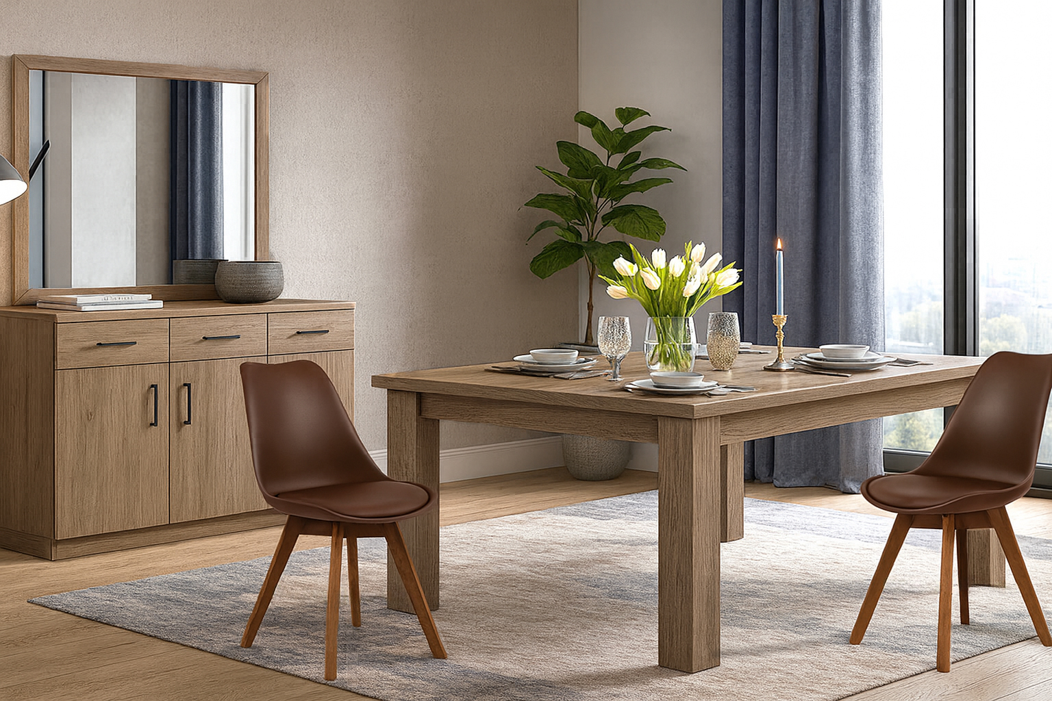 Trap2 Mokka Anoigomeni 029000345 Gaston PP Pu kafe Σέτ Τραπεζαρίας Flipper Με 6τμχ Καρέκλες Gaston Brown - Image 1