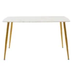 Τραπέζι Paris οβάλ γυαλί 8mm λευκό μαρμάρου-χρυσό 150x80x75εκ - Image 3