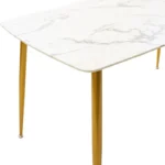 Τραπέζι Paris οβάλ γυαλί 8mm λευκό μαρμάρου-χρυσό 150x80x75εκ - Image 4