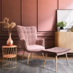 Πολυθρόνα Maddison με υποπόδιο-μαξιλάρι βελούδο σάπιο μήλο-φυσικό - Image 3