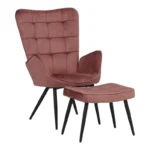 Πολυθρόνα με υποπόδιο Dorita βελούδο σάπιο μήλο-πόδι μαύρο μέταλλο