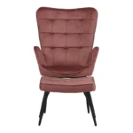 Πολυθρόνα με υποπόδιο Dorita βελούδο σάπιο μήλο-πόδι μαύρο μέταλλο - Image 5