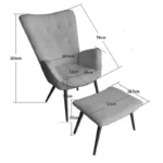 Πολυθρόνα με υποπόδιο Dorita βελούδο σάπιο μήλο-πόδι μαύρο μέταλλο - Image 9