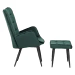 Πολυθρόνα με υποπόδιο Dorita βελούδο κυπαρισσί-πόδι μαύρο μέταλλο - Image 4