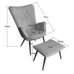 Πολυθρόνα με υποπόδιο Dorita βελούδο μαύρο-πόδι μαύρο μέταλλο - Image 9