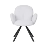 Πολυθρόνα Garzele λευκό μπουκλέ ύφασμα-πόδι μαύρο μέταλλο - Image 5