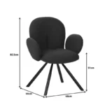 Πολυθρόνα Garzele λευκό μπουκλέ ύφασμα-πόδι μαύρο μέταλλο - Image 9