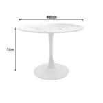 Tραπέζι Balou mdf σε λευκή απόχρωση με όψη μαρμάρου Φ80x73εκ - Image 5