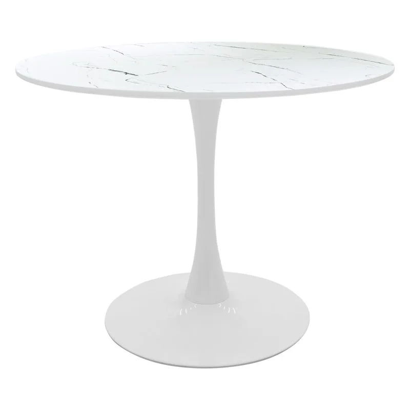 029-000374 Tραπέζι Balou mdf σε λευκή απόχρωση με όψη μαρμάρου Φ120x73εκ - Image 1