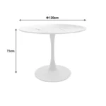 Tραπέζι Balou mdf σε λευκή απόχρωση με όψη μαρμάρου Φ120x73εκ - Image 5