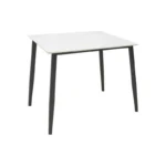 Τραπέζι Gustas λευκό μαρμάρου sintered stone-μαύρο μέταλλο 80x80x76εκ