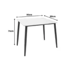 Τραπέζι Gustas λευκό μαρμάρου sintered stone-μαύρο μέταλλο 80x80x76εκ - Image 6