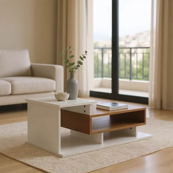 Τραπέζι σαλονιού Nuvele σε λευκή-sonoma απόχρωση