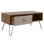 Τραπέζι σαλονιού Boho καρυδί με μεταλλικά πόδια 100x50x46εκ - Image 5