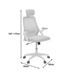 Καρέκλα γραφείου Peja mesh ύφασμα σιελ-σκελετός λευκό - Image 2