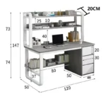 Γραφείο Soco με ραφιέρα-MDF φυσικό-λευκό - Image 2