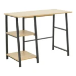 Γραφείο εργασίας Ferje με ράφια mdf σε φυσική με μαύρη απόχρωση