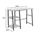 Γραφείο εργασίας Ferje με ράφια mdf σε φυσική με μαύρη απόχρωση - Image 2