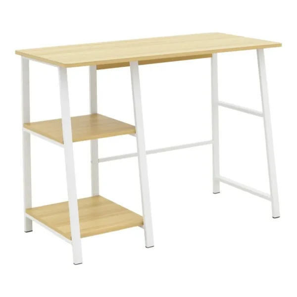 Γραφείο εργασίας Ferje με ράφια mdf σε φυσική-λευκή απόχρωση