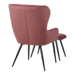 Πολυθρόνα με υποπόδιο Rueda βελούδο σε σάπιο μήλο απόχρωση με μαύρα μεταλλικά πόδια - Image 4