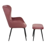 Πολυθρόνα με υποπόδιο Rueda βελούδο σε σάπιο μήλο απόχρωση με μαύρα μεταλλικά πόδια - Image 5