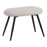 Πολυθρόνα με υποπόδιο Qarar μπουκλέ ύφασμα σε λευκή απόχρωση με μαύρα μεταλλικά πόδια - Image 9